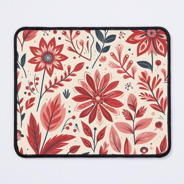 Item preview, Minimal Red Botanical Folk Pattern Art designed and sold by Apex Designs.