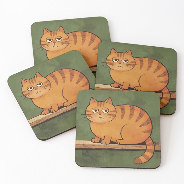Item preview, Judgmental Ginger Cat - Folk Art Portrait designed and sold by PictorialWhimsy.