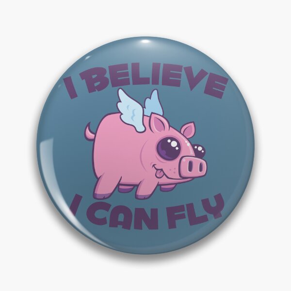 Item preview, I Believe I Can Fly Cute Kawaii Piggy designed and sold by fizzgig.