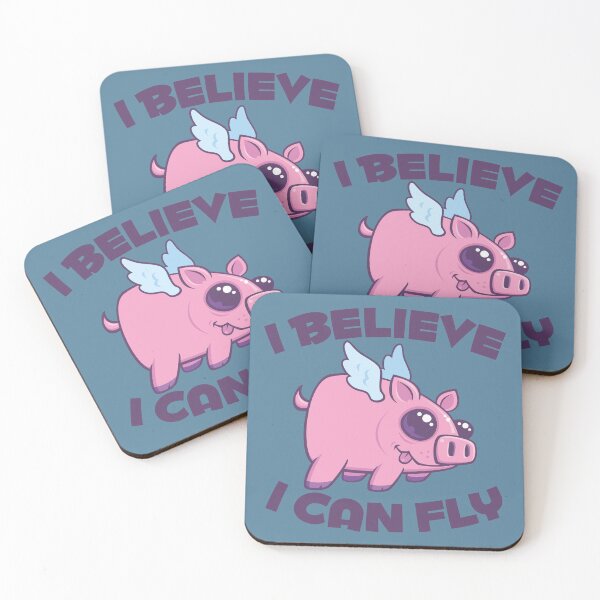 Item preview, I Believe I Can Fly Cute Kawaii Piggy designed and sold by fizzgig.