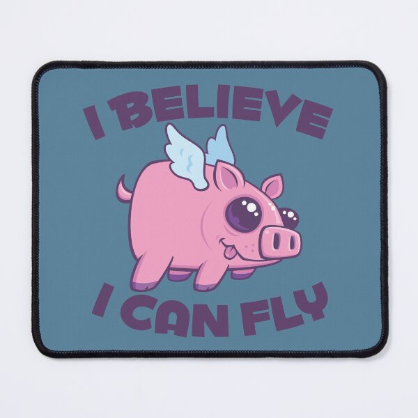 Item preview, I Believe I Can Fly Cute Kawaii Piggy designed and sold by fizzgig.