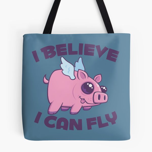 Item preview, I Believe I Can Fly Cute Kawaii Piggy designed and sold by fizzgig.