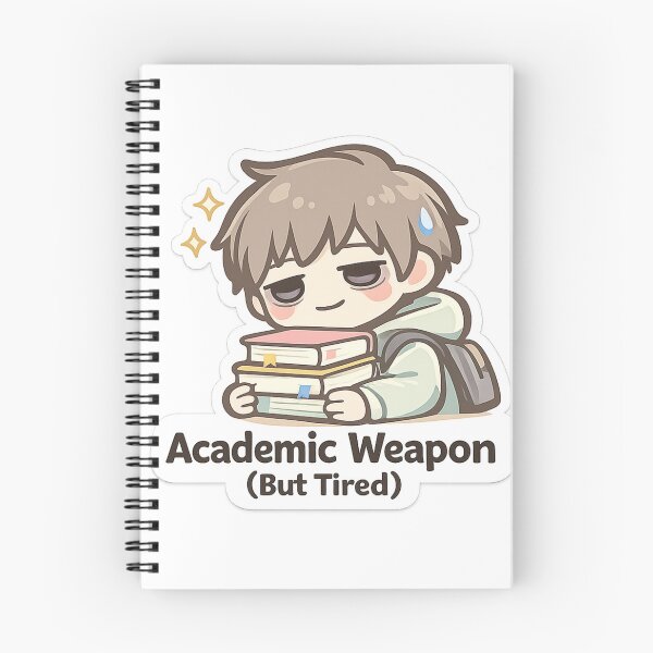 Item preview, Academic Weapon But Tired Sticker, Funny Smart Student Meme, Study Humor, Cute Kawaii Book Lover Sticker designed and sold by VibrantArtful7.