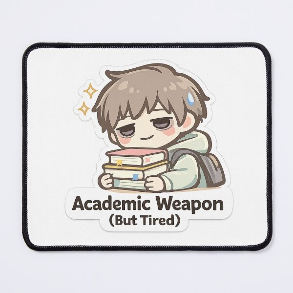 Item preview, Academic Weapon But Tired Sticker, Funny Smart Student Meme, Study Humor, Cute Kawaii Book Lover Sticker designed and sold by VibrantArtful7.