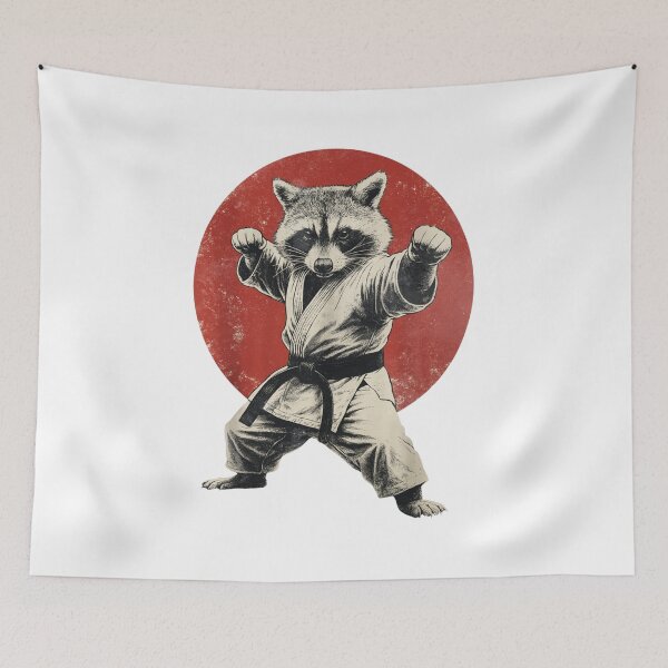 Item preview, Karate Raccoon Master - Japanese Martial Arts & Red Sun Vintage Graphic designed and sold by YYoYY.