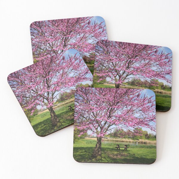 Item preview, A flowering spring tree by the lake – pink blossoms & clear colors designed and sold by Wanderlicht.