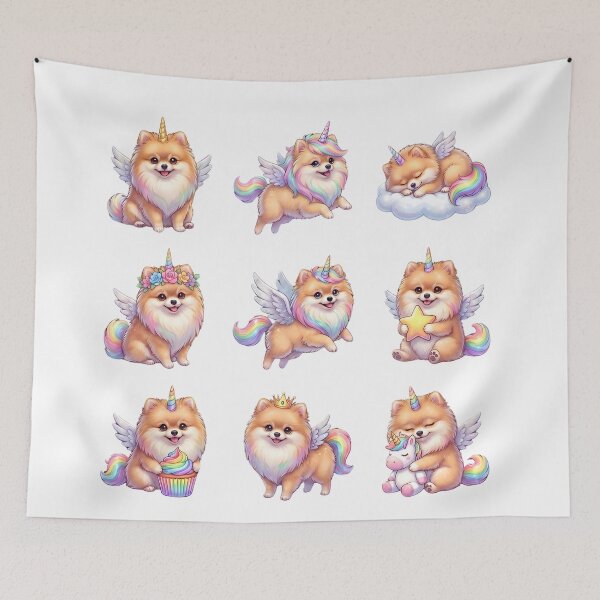 Item preview, Pomeranian Unicorn-Rainbow Fantasy Puppy Cute Magic designed and sold by JessArty ⭐⭐⭐⭐⭐.