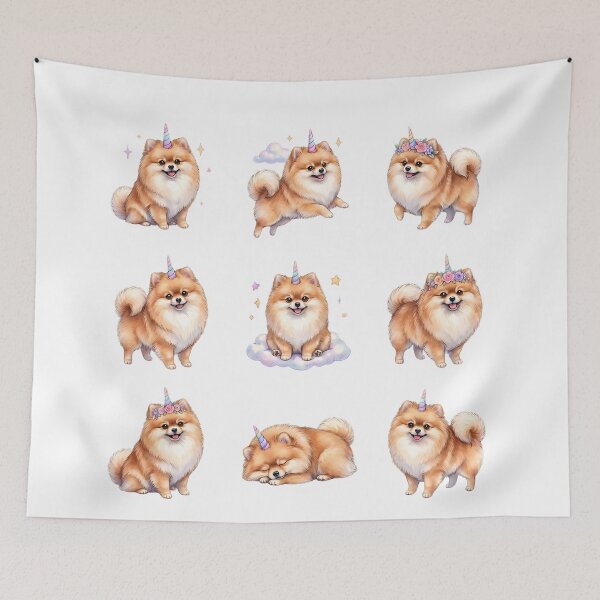 Item preview, Pomeranian Unicorn-Realistic Cute Fluffy Puppy Art designed and sold by JessArty ⭐⭐⭐⭐⭐.