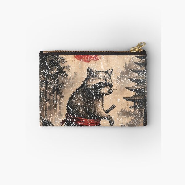 Item preview, The Wanderer Raccoon - Realistic Japanese Samurai Forest Art designed and sold by YYoYY.