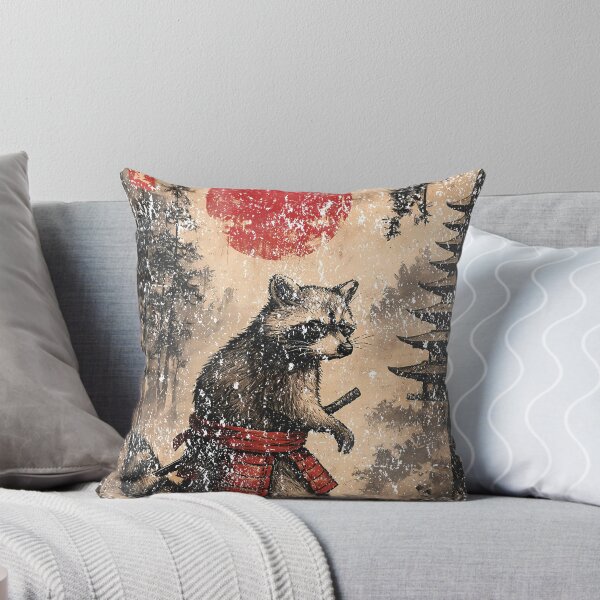 Item preview, The Wanderer Raccoon - Realistic Japanese Samurai Forest Art designed and sold by YYoYY.