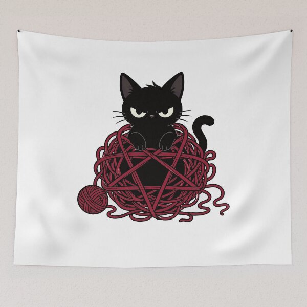 Item preview, Grumpy Cat Pentagram Yarn – Funny Spooky Cat Design designed and sold by Mh-ARTWORX.