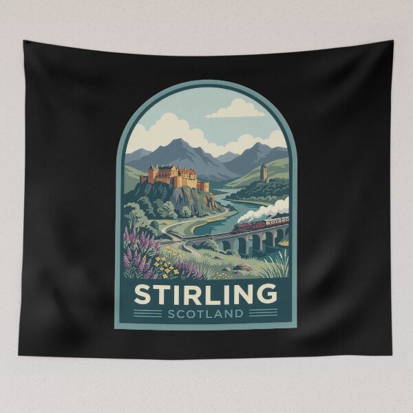 Item preview, Stirling Scotland Historic Castle & Monument Vintage Travel Art designed and sold by Loom on the Loch.