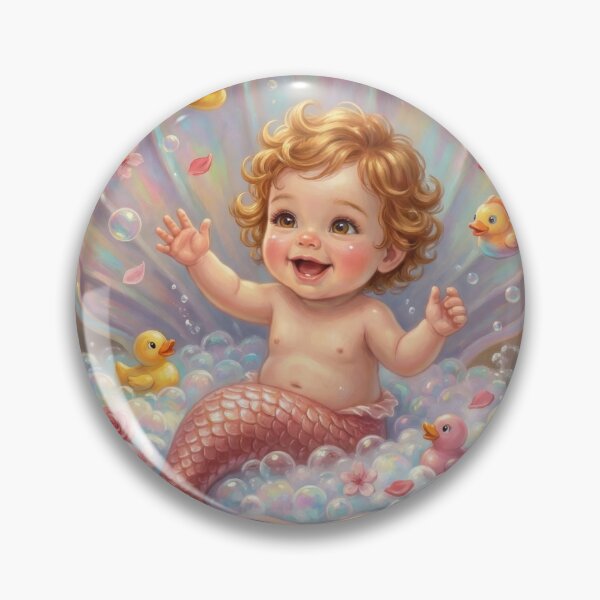 Item preview, Cute Baby Mermaid in Shell Bath designed and sold by Magical Art Store.