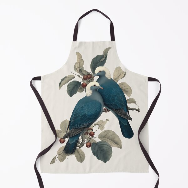 Artikelvorschau, Two White Crowned Pigeons on Berry Branch - Chinoiserie - Bird Art Print entworfen und verkauft von BestVarieties.