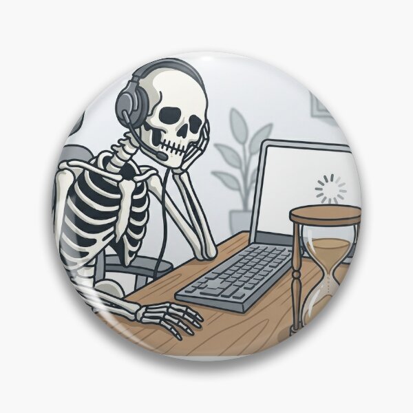 Item preview, Waiting for the Meeting - Funny Skeleton at Desk designed and sold by KreativStudioFr.