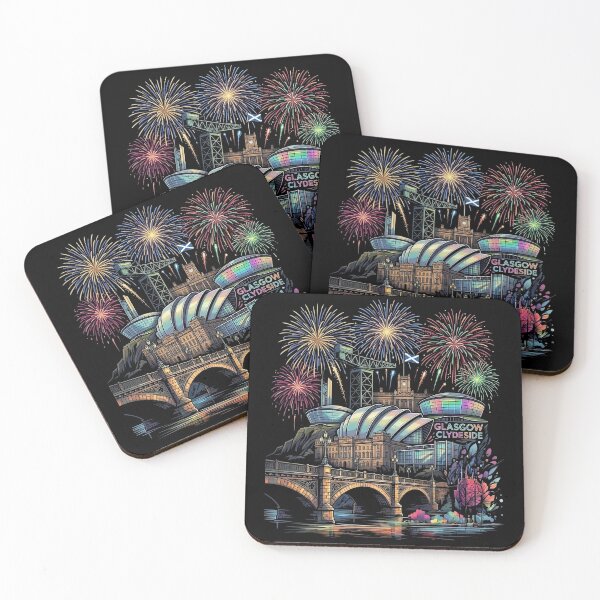 Item preview, Glasgow Clydeside Fireworks Night Skyline Art designed and sold by Loom on the Loch.