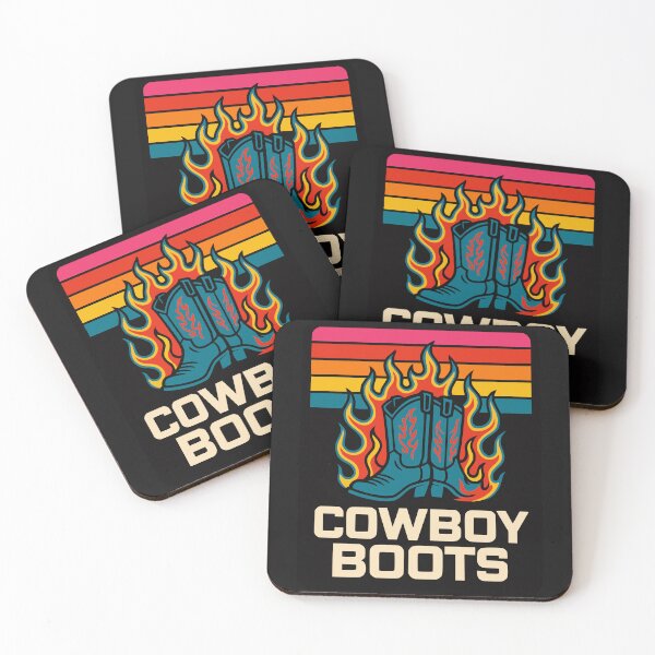 Item preview, Flaming Cowboy Boots Retro Sunset Western Style designed and sold by Tsugraf Designs.