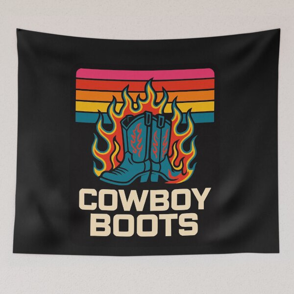 Item preview, Flaming Cowboy Boots Retro Sunset Western Style designed and sold by Tsugraf Designs.