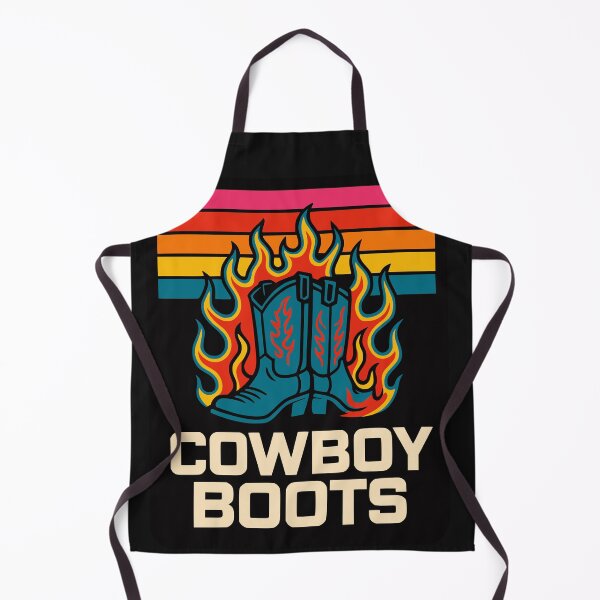 Aperçu de l'œuvre Bottes de cowboy flamboyantes style western rétro coucher de soleil créée et vendue par Tsugraf Designs.