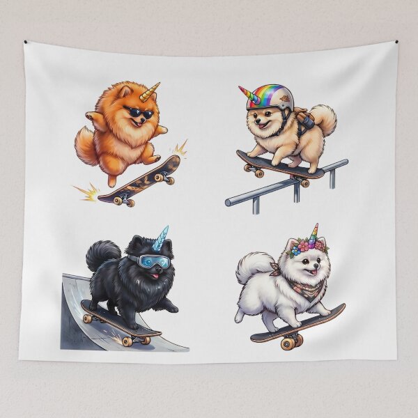 Item preview, Pomeranian Unicorn - Skateboard Dog designed and sold by JessArty ⭐⭐⭐⭐⭐.