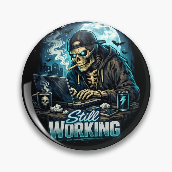Item preview, Still Working – Skeleton Laptop Burnout Meme designed and sold by darkan1.