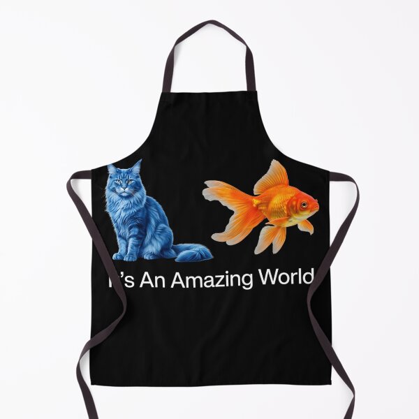 Item preview, It's An Amazing World Blue Cat and Goldfish Surreal Art designed and sold by VGAfanatic.