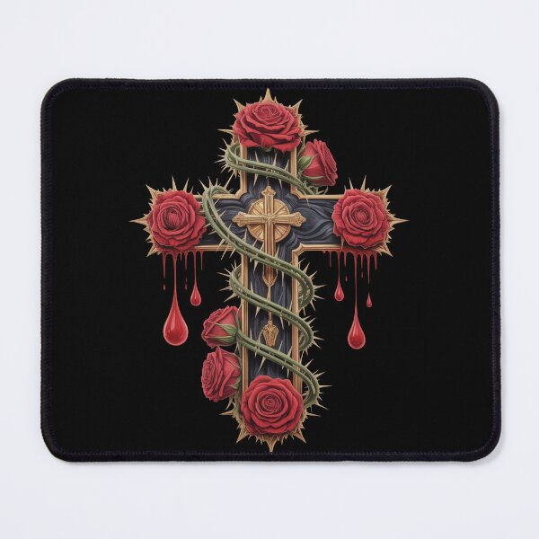 Item preview, Gothic Cross Roses Thorns Christian Faith T-Shirt | Religious Art Gift designed and sold by EvolusionPro.