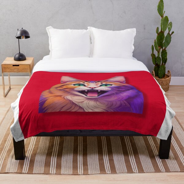 Item preview, Electric Purple & Orange Cat Art - Colorful Aesthetic Pet designed and sold by MarZeDesigns .