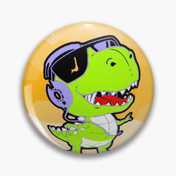 Item preview, T-Rex Dinosaur DJ with Headphones Orange Glass Background designed and sold by AstronautMerch.
