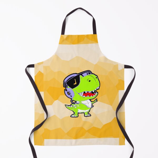 Item preview, T-Rex Dinosaur DJ with Headphones Orange Glass Background designed and sold by AstronautMerch.