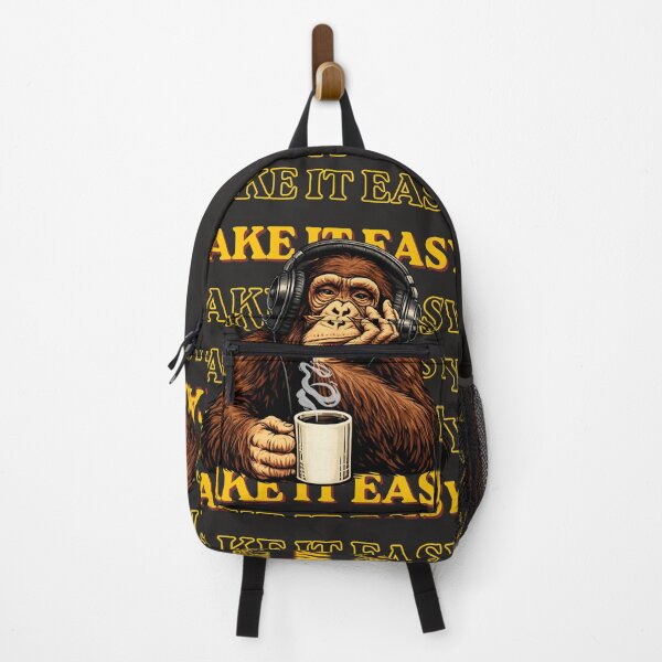 Item preview, Chill Chimpanzee Drinking Coffe with Headphones Retro Art designed and sold by Emmafeystilo.