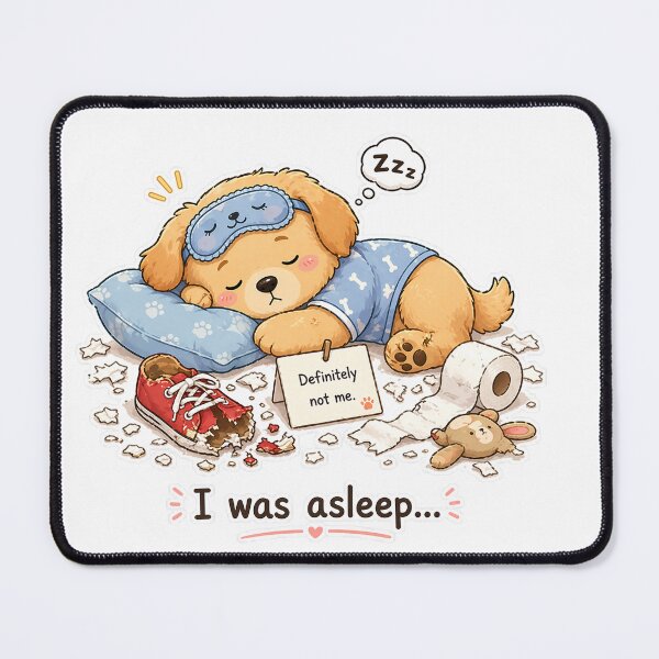 Item preview, Sleeping Dog Mess I Was Asleep Innocent Moment designed and sold by Sadia  Jannat.