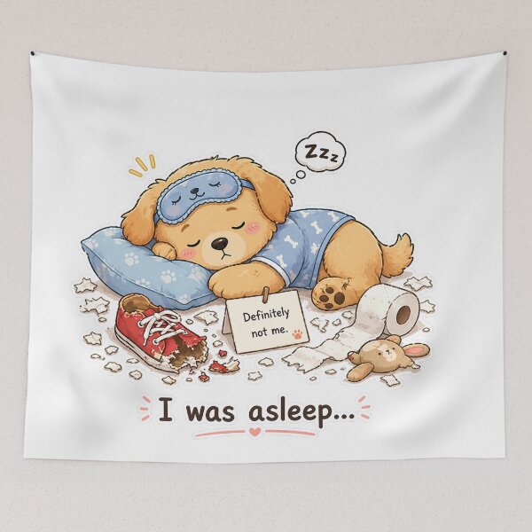 Item preview, Sleeping Dog Mess I Was Asleep Innocent Moment designed and sold by Sadia  Jannat.