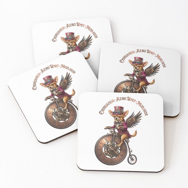 Item preview, Steampunk Chihuahua Time Flies Winged Bicycle Art. designed and sold by KojourinArt.
