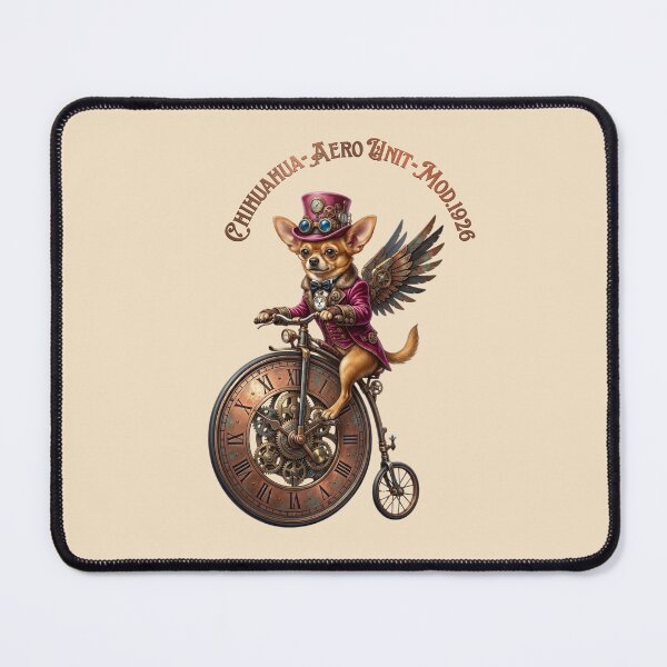 Item preview, Steampunk Chihuahua Time Flies Winged Bicycle Art. designed and sold by KojourinArt.
