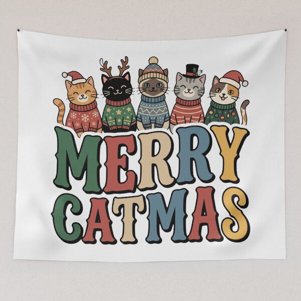 Item preview, xmas cat merry catmas cute holiday gift designed and sold by ArtDesignTp.