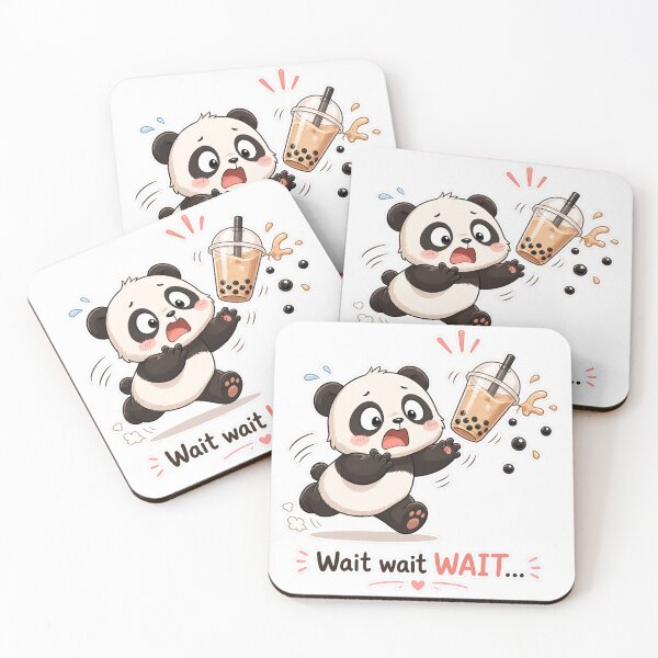 Item preview, Panda Dropping Drink Wait Wait Panic Moment designed and sold by Sadia  Jannat.