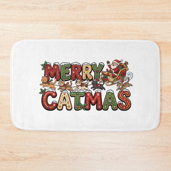 Item preview, merry catmas cute christmas cat holiday art designed and sold by ArtDesignTp.