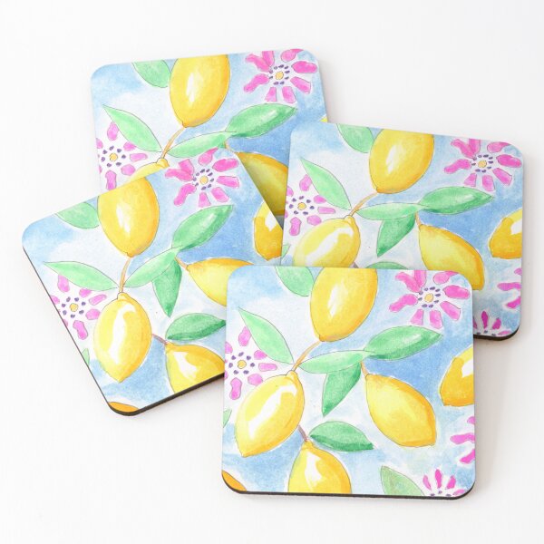 Item preview, Watercolor Lemons and Pink Blossoms designed and sold by joeybrooksarts.