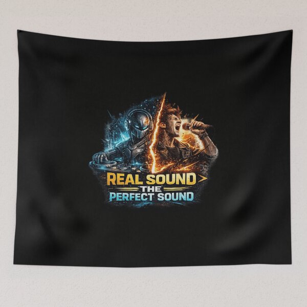 Item preview, Real Sound Over Perfect Sound T-Shirt | AI vs Human Music Graphic Tee DJ Festival Shirt designed and sold by Line-Mood1⭐️⭐️⭐️⭐️⭐️.