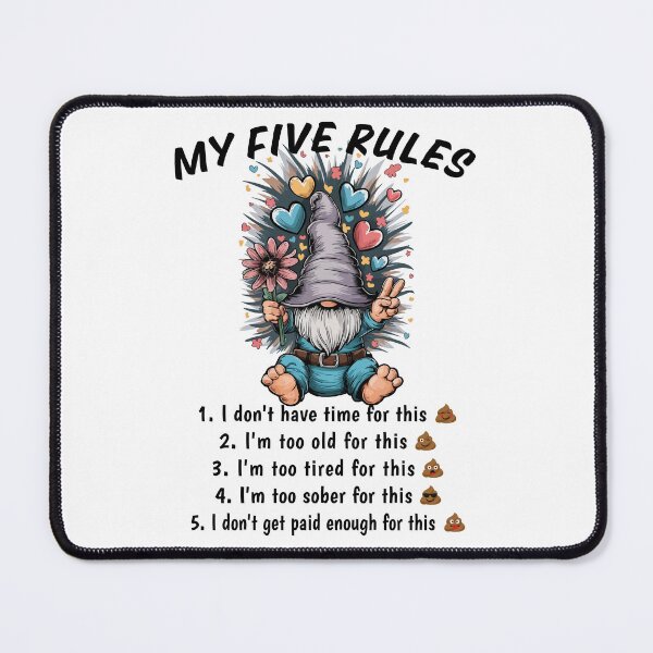 Item preview, My Five Rules Funny Gnome Humor designed and sold by HandicraftArt.