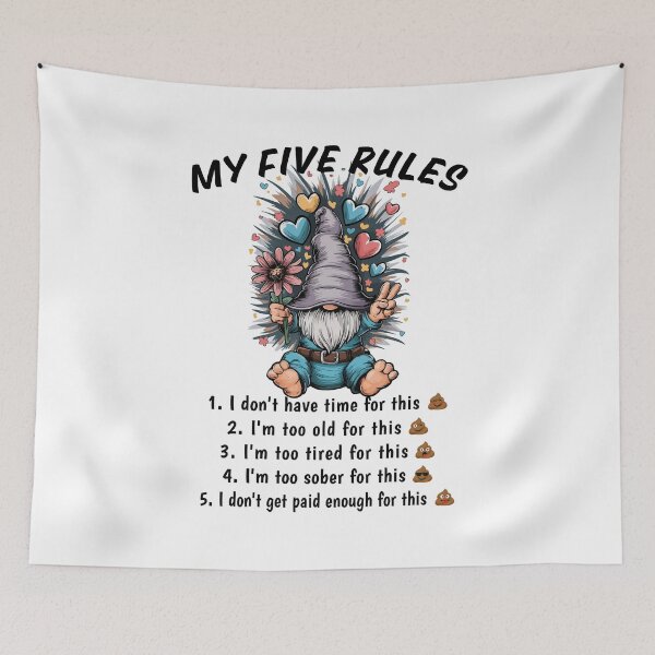 Item preview, My Five Rules Funny Gnome Humor designed and sold by HandicraftArt.