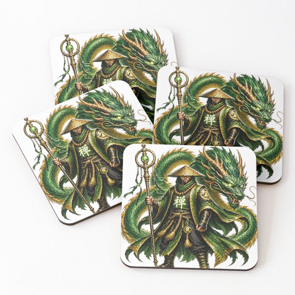 Item preview, Green Dragon Monk Warrior Graphic T-Shirt | Fantasy Samurai Mystic Zen Guardian Design designed and sold by Digital Culture Studio.