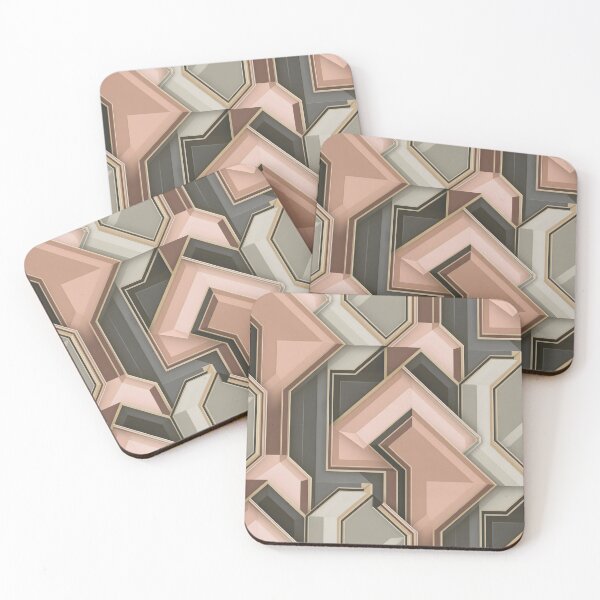 Item preview, Modern Art Deco Black Grey Beige Pink Geometric Pattern designed and sold by LEILA ART SPACE.