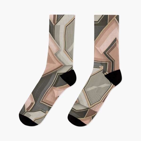 Item preview, Modern Art Deco Black Grey Beige Pink Geometric Pattern designed and sold by LEILA ART SPACE.