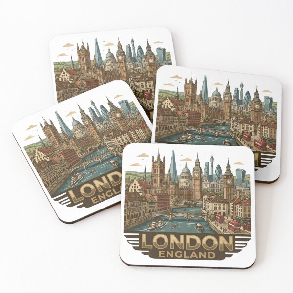 Item preview, London England Vintage Travel Badge - Retro Big Ben & City Skyline Art designed and sold by BaliChili.