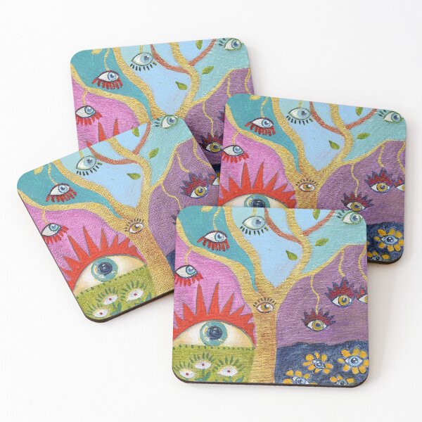 Item preview, Eyewitness is a colorful, surrealistic golden tree with watchful eyes. designed and sold by joeybrooksarts.