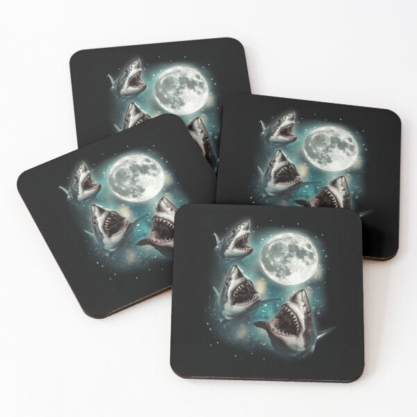 Item preview, Three Shark Moon Funny Parody Great White Shark designed and sold by Ali-printshop.