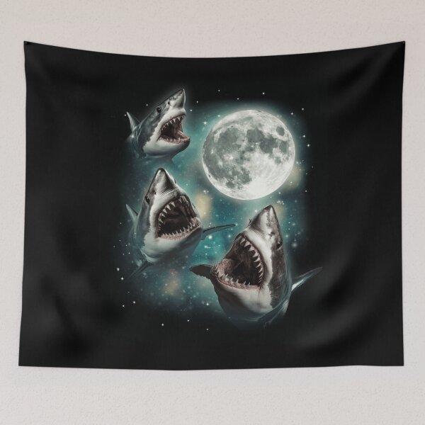 Item preview, Three Shark Moon Funny Parody Great White Shark designed and sold by Ali-printshop.