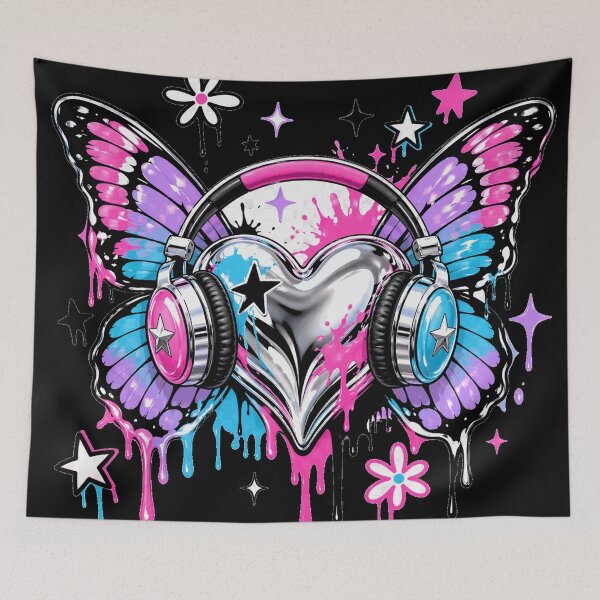 Item preview, Chrome Heart Butterfly – Pop Y2K Wings & Headphones designed and sold by creatix-boutik.